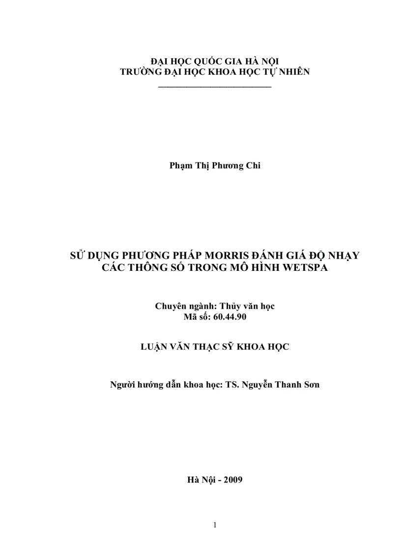image for page Ứng dụng phương pháp Morris đánh giá độ nhạy các thông số trong mô hình WetSpa
