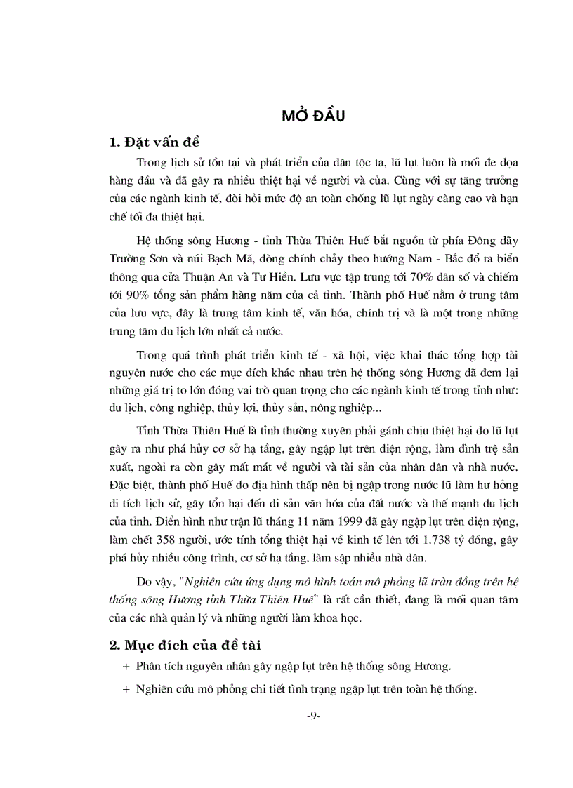 image for page Nghiên cứu ứng dụng mô hình toán mô phỏng lũ tràn đồng trên hệ thống sông Hương tỉnh Thừa Thiên Huế