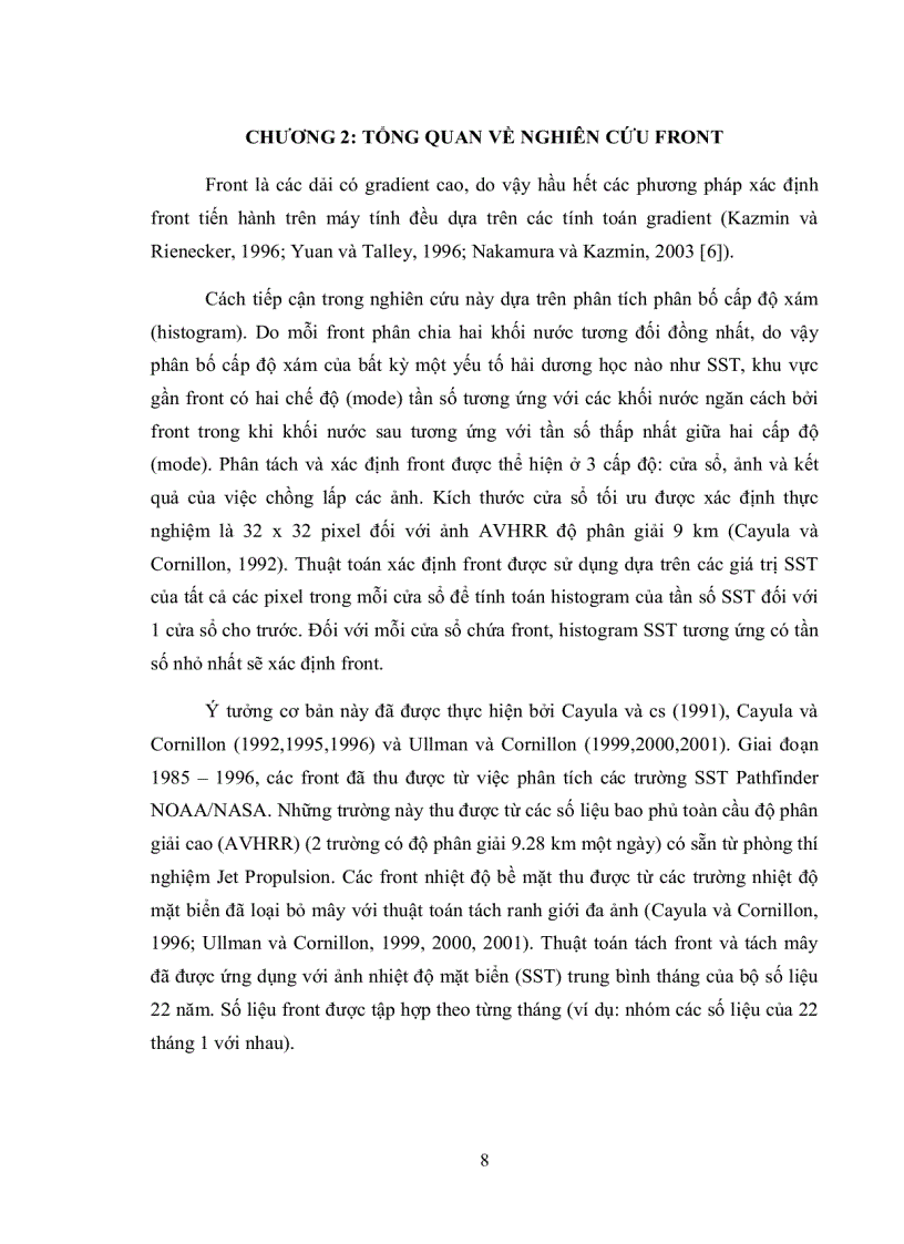 image for page Quy trình tính toán front nhiệt mặt biển với phương pháp của Cayula Cornillon