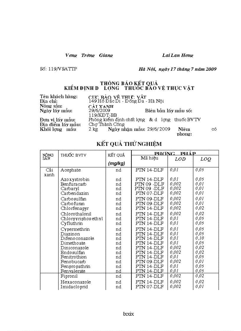 image for page Thực trạng dư lượng thuốc bảo vệ thực vật trong một số loại rau trên địa bàn Hà Nội và đề xuất một số giải pháp quản lý thuốc bảo vệ thực vật