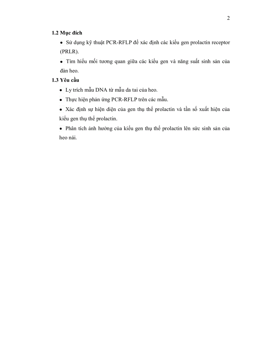 image for page Xác định sự hiện diện của các kiểu gen Prolactin receptor trên một số giống heo công nghiệp bằng phương pháp PCR RFLP