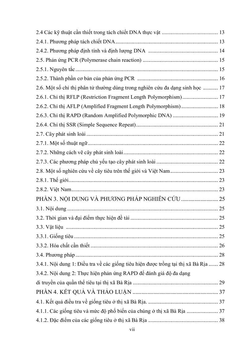 image for page Nghiên cứu đa dạng di truyền cây tiêu Piper nigrum L tai thi xã Bà Rìa Vũng Tàu bằng kỹ thuật RAPD