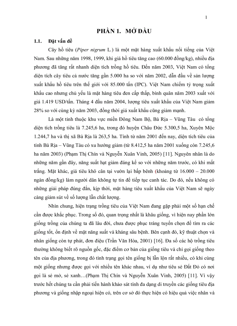 image for page Nghiên cứu đa dạng di truyền cây tiêu Piper nigrum L tai thi xã Bà Rìa Vũng Tàu bằng kỹ thuật RAPD