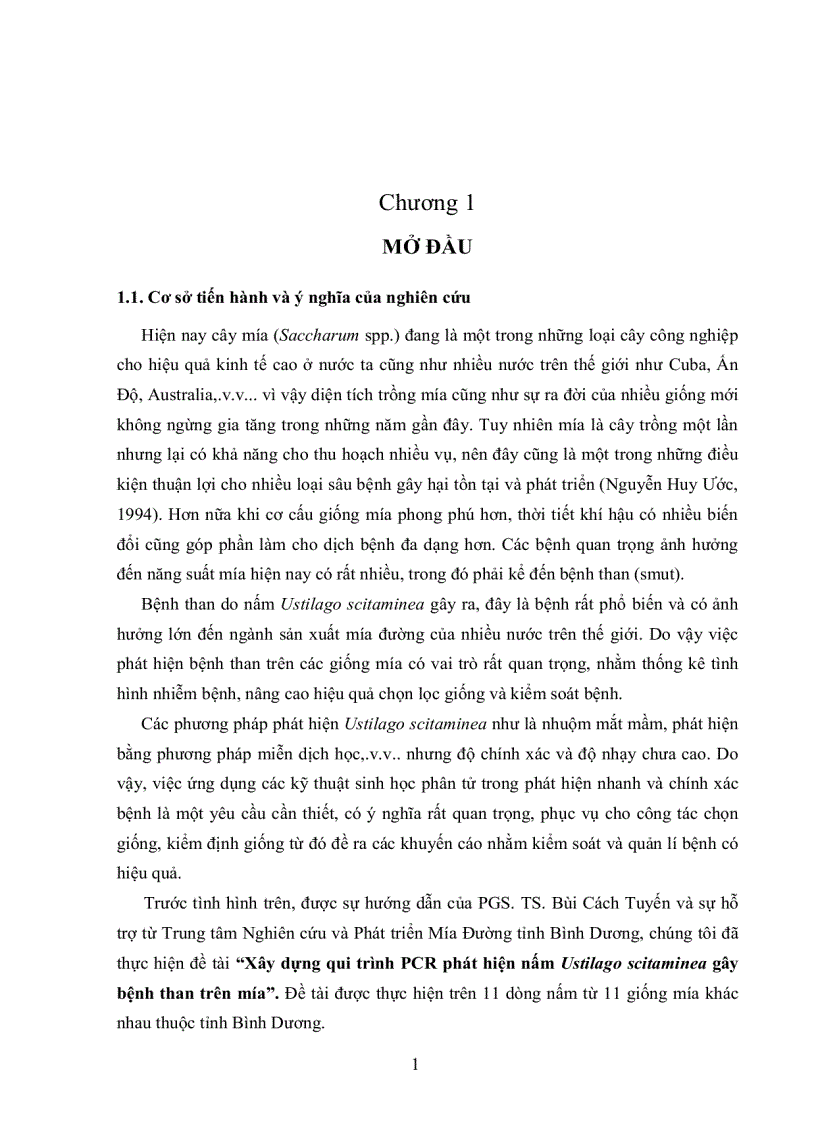image for page Xây dựng qui trình PCR phát hiện nấm Ustilago scitaminea gây bệnh than trên mía