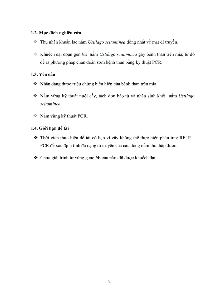 image for page Xây dựng qui trình PCR phát hiện nấm Ustilago scitaminea gây bệnh than trên mía