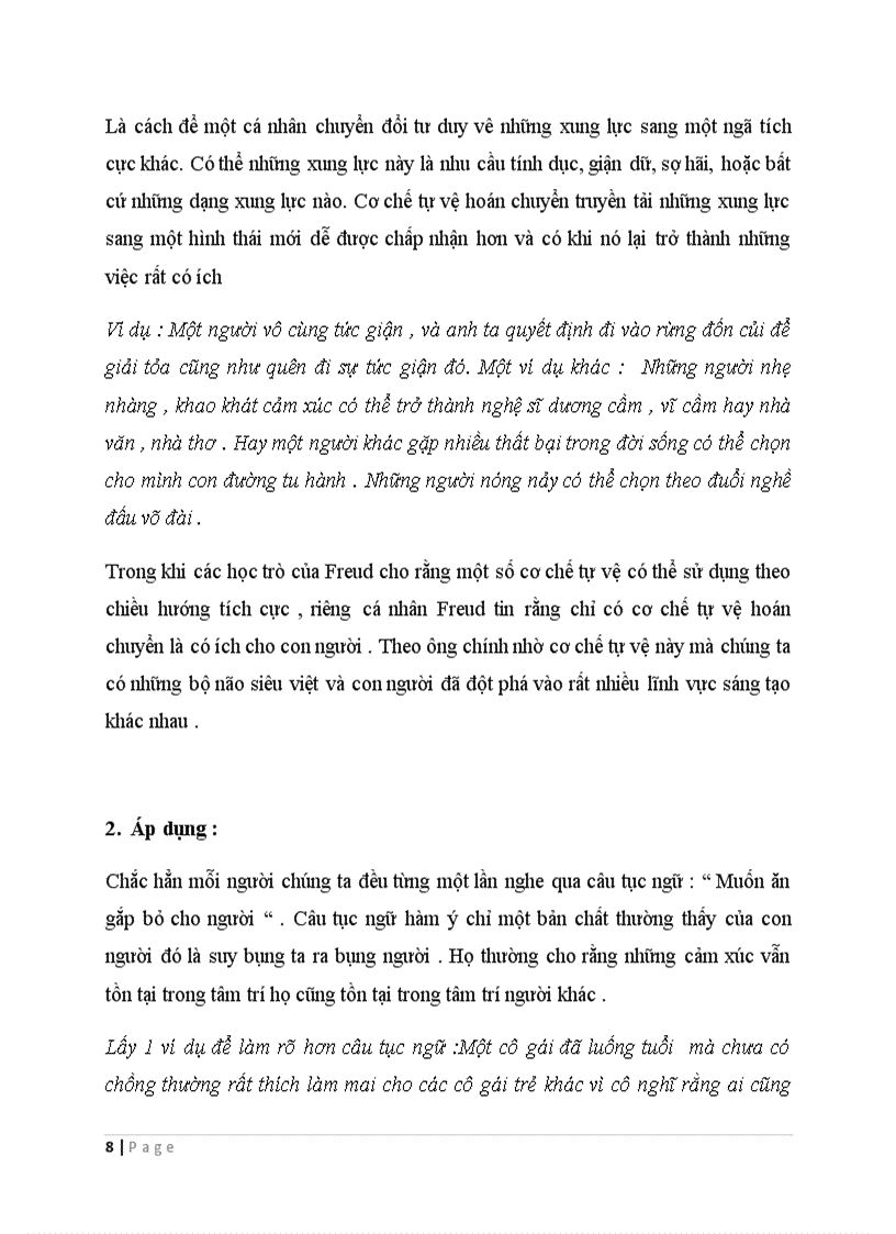 image for page Tâm lý học đại cương Các cơ chế phòng vệ cơ bản Freud 10 điểm