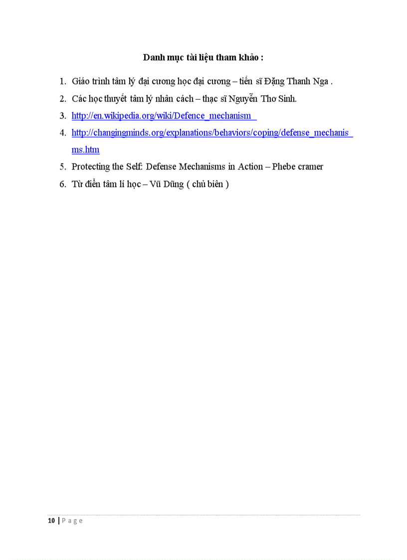 image for page Tâm lý học đại cương Các cơ chế phòng vệ cơ bản Freud 10 điểm