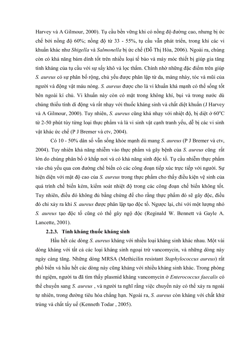 image for page Khảo sát đậm độ và khả năng sinh độc tố của vi khuẩn S aureus trên môi trƣờng nuôi cấy