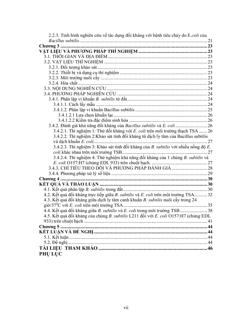 image for page Phân lập vi khuẩn bacillus subtilis từ đất và khảo sát tính đối kháng với vi khuẩn e Coli gây bệnh tiêu chảy trên heo