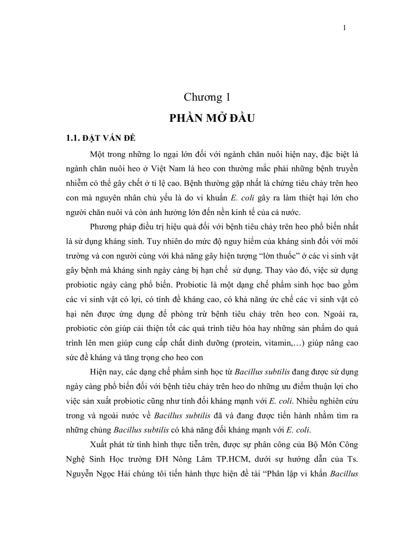 image for page Phân lập vi khuẩn bacillus subtilis từ đất và khảo sát tính đối kháng với vi khuẩn e Coli gây bệnh tiêu chảy trên heo