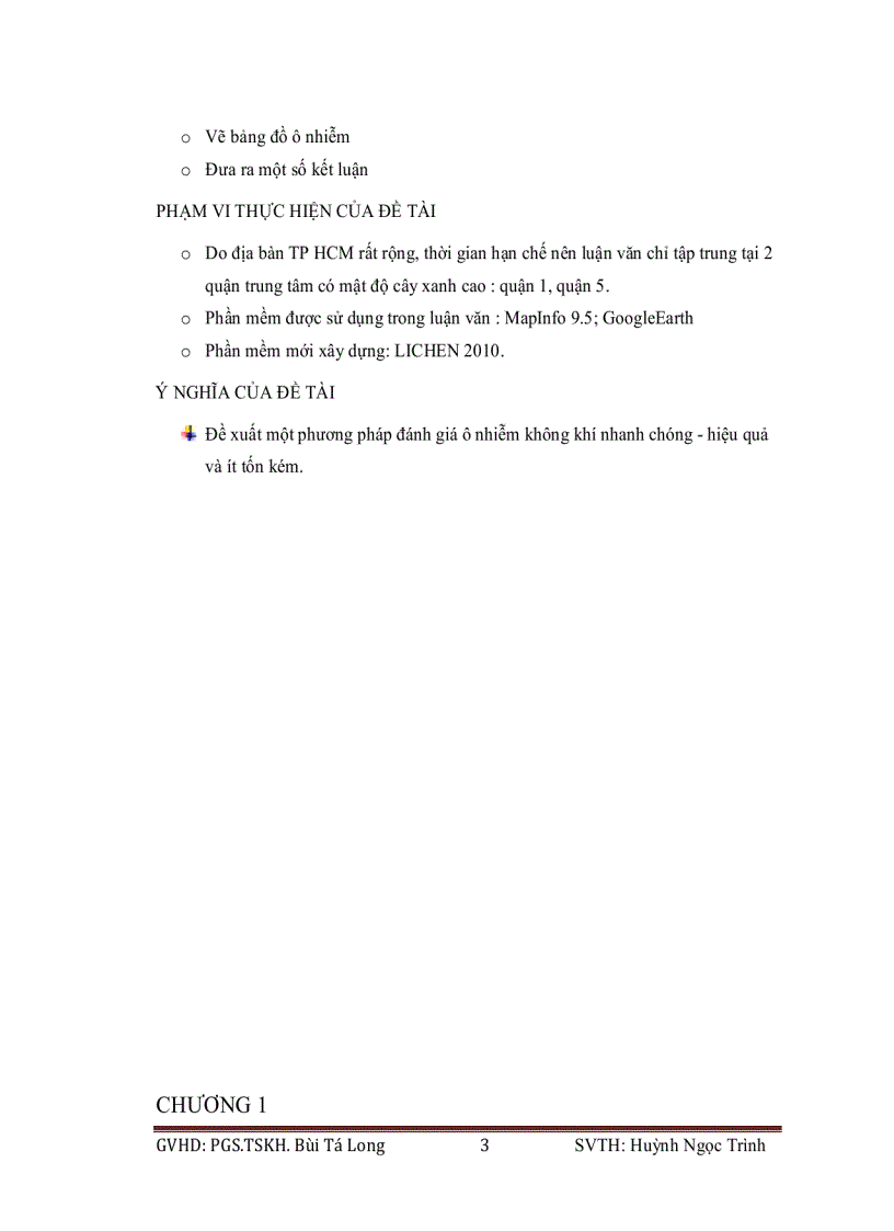 image for page Ứng dụng phương pháp chỉ thị sinh học đánh giá hiện trạng ô nhiễm không khí tại một số trục đường chính tp hồ chí minh