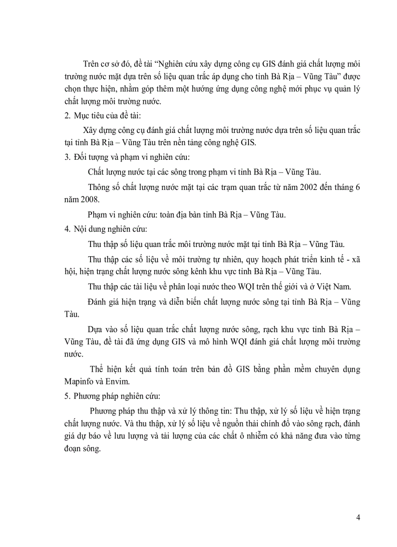 image for page Nghiên cứu xây dựng công cụ GIS đánh giá chất lượng môi trường nước mặt dựa trên số liệu quan trắc áp dụng cho tỉnh Bà Rịa Vũng Tàu