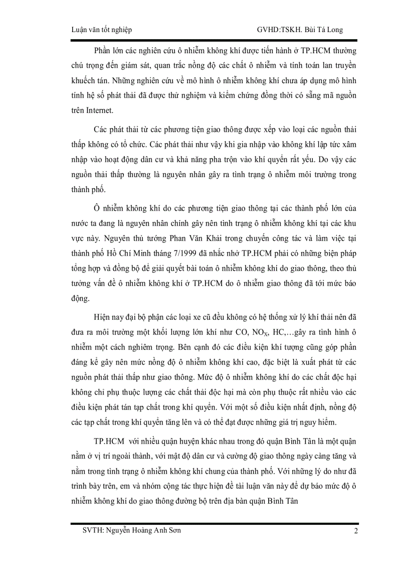 image for page Ứng dụng phần mềm mô hình car đánh giá ô nhiễm không khí do giao thông trên địa bàn quận bình tân tp hcm