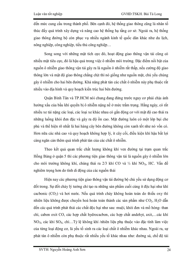 image for page Ứng dụng phần mềm mô hình car đánh giá ô nhiễm không khí do giao thông trên địa bàn quận bình tân tp hcm