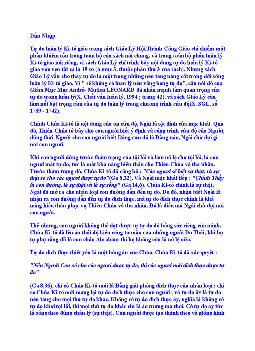 image for page Tự do theo sách giáo lý công giáo