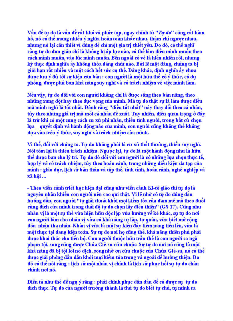 image for page Tự do theo sách giáo lý công giáo