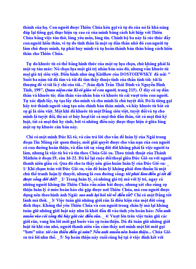 image for page Tự do theo sách giáo lý công giáo