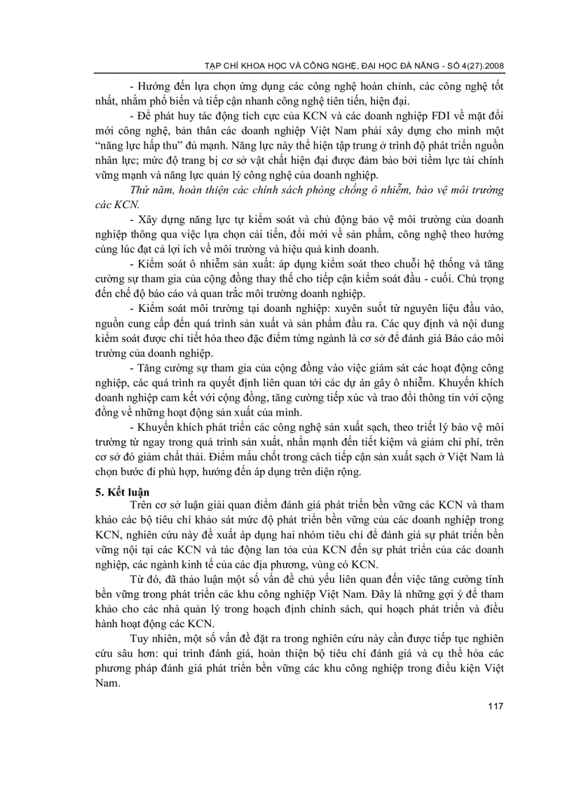 image for page Hệ thống đánh giá phát triển bền vững các khu công nghiệp việt nam