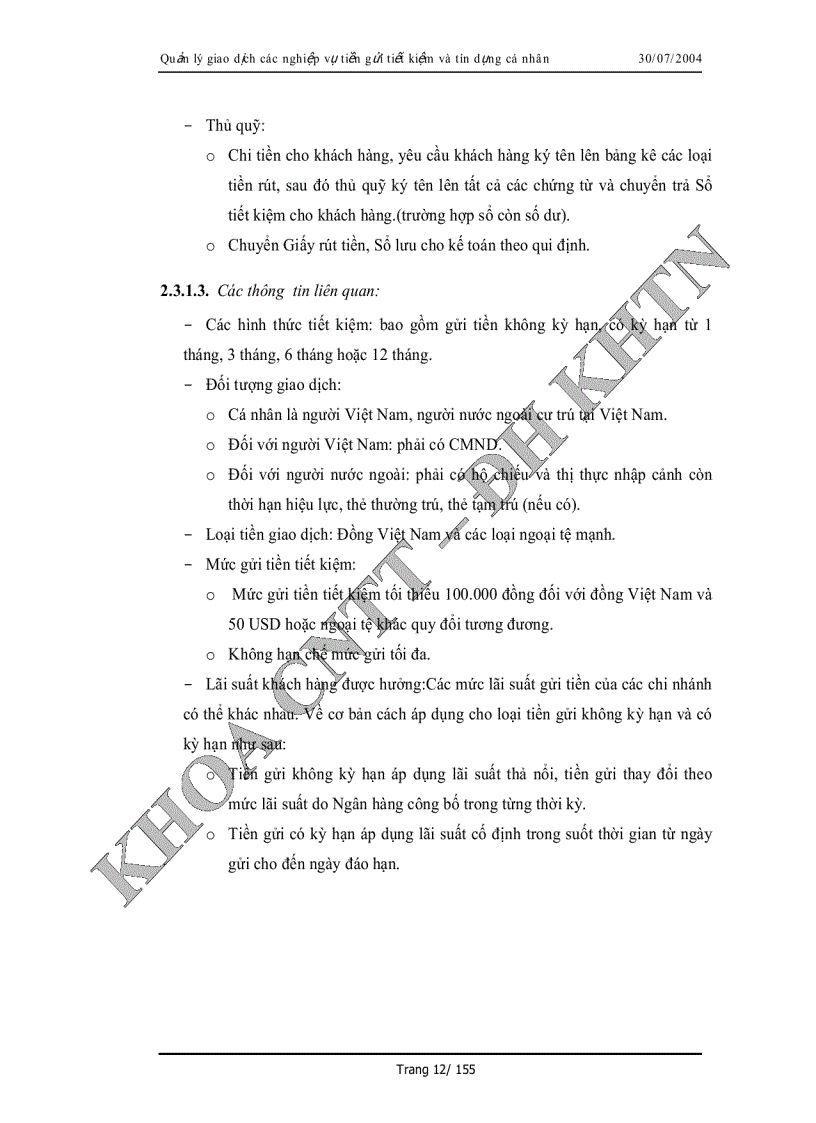 image for page Phân tích và thiết kế hệ thống Quàn lý giao dịch tiền gửi tiết kiệm