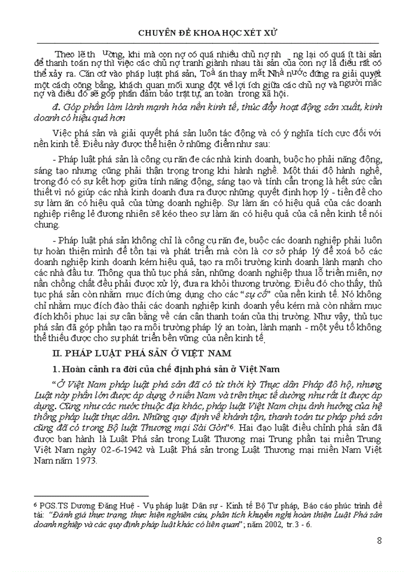 image for page Chuyên đề khoa học xét xử Phá sản và pháp luật phá sản ở Việt Nam