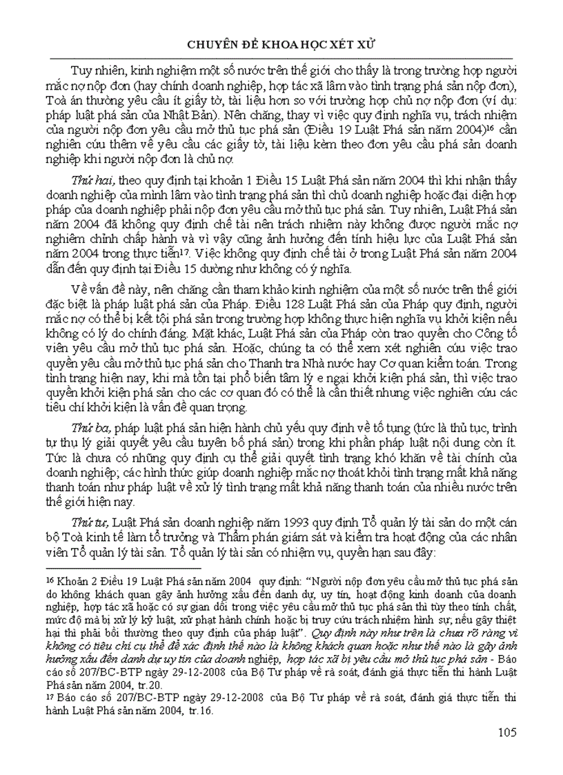 image for page Chuyên đề khoa học xét xử Phá sản và pháp luật phá sản ở Việt Nam