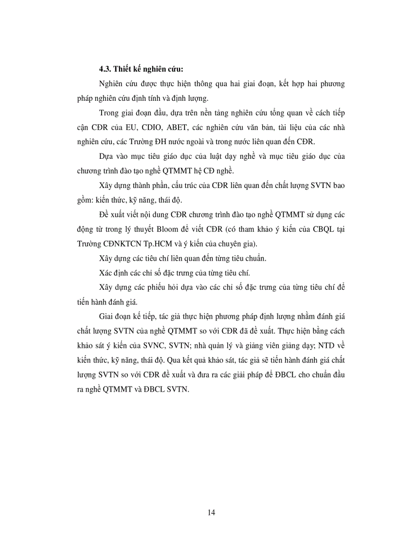 image for page Nghiên cứu xây dựng chuẩn đầu ra ngành Công nghệ thông tin Trường Cao đẳng nghề Kỹ thuật Công nghệ Tp HCM và đánh giá thử nghiệm