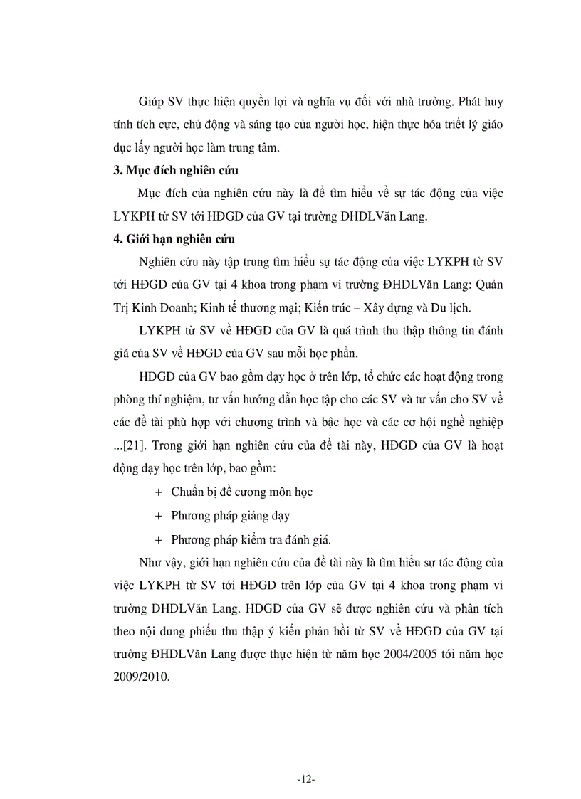 image for page Tác động của việc lấy ý kiến phản hồi từ sinh viên tới hoạt động giảng dạy tại trường Đại học Dân lập Văn Lang