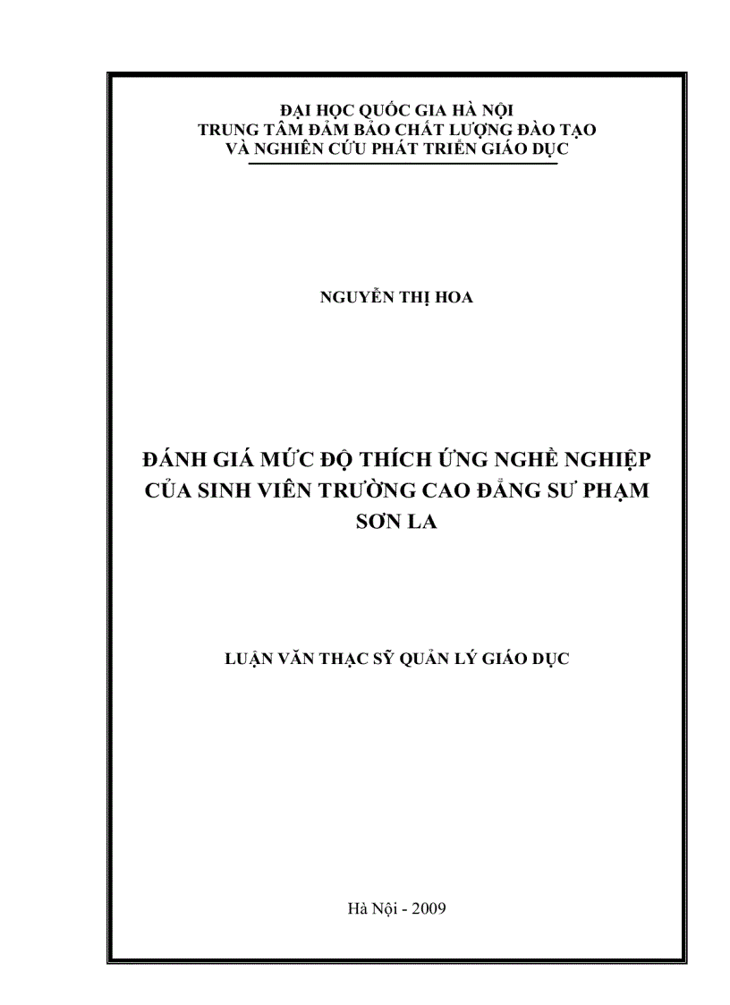 image for page Đánh giá mức độ thích ứng nghề nghiệp của sinh viên trường Cao đẳng Sư phạm Sơn La