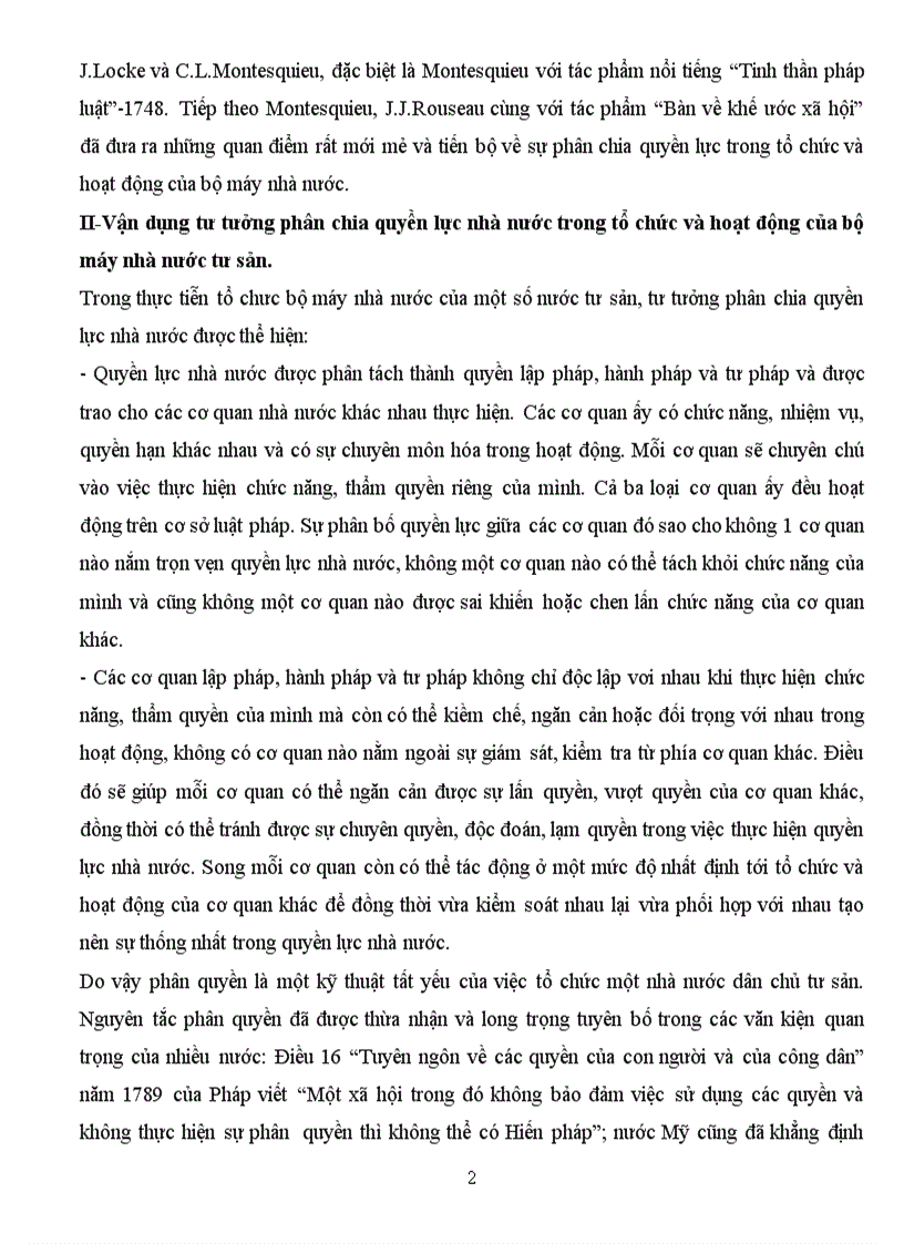 image for page Tư tưởng phân chia quyền lực và sự vận dụng tư tưởng phân chia quyền lực trong tổ chức và hoạt động của bộ máy nhà nước tư sản