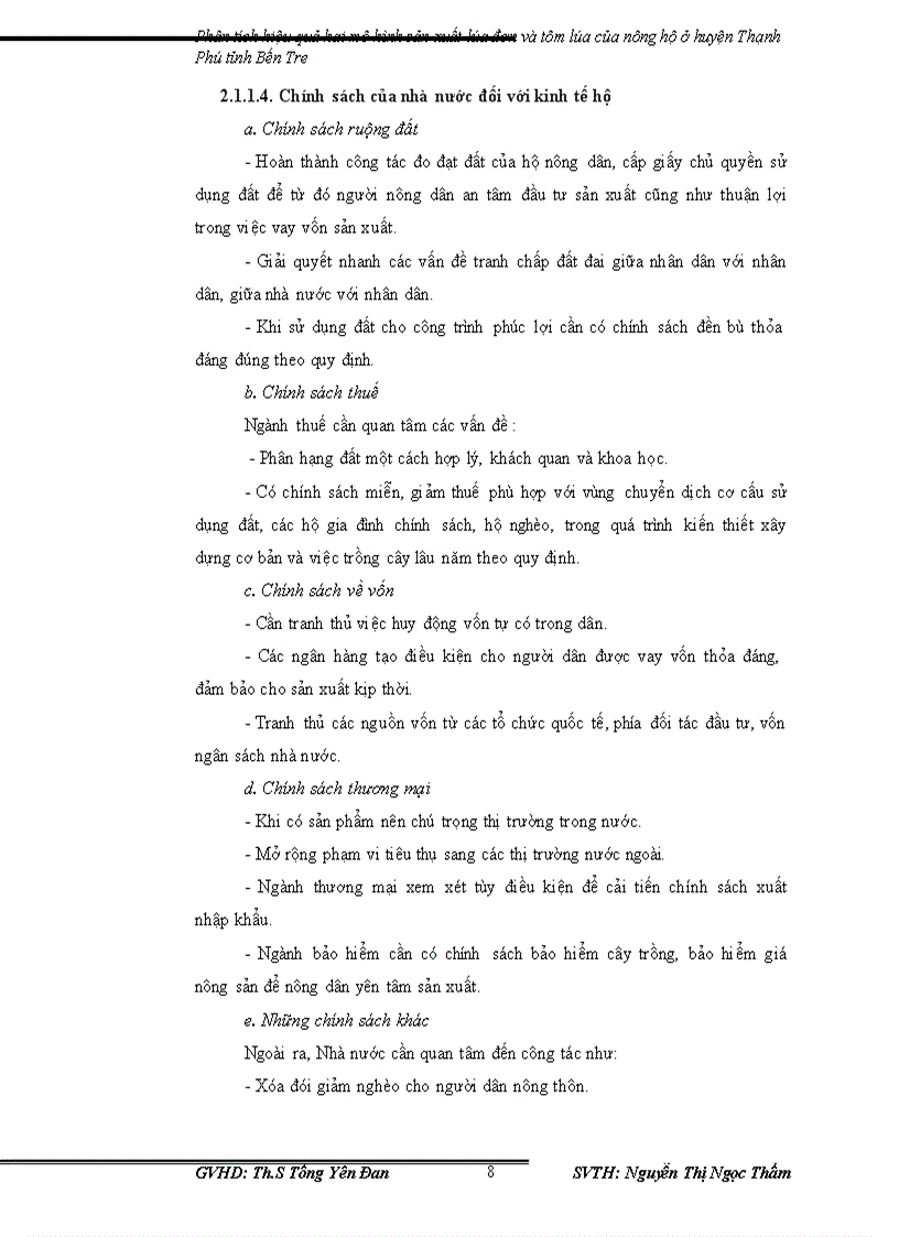 image for page Phân tích hiệu quả hai mô hình sản xuất lúa đơn và tôm lúa của nông hộ ở huyện Thạnh Phú tỉnh Bến Tre giai đoạn 2001 2009