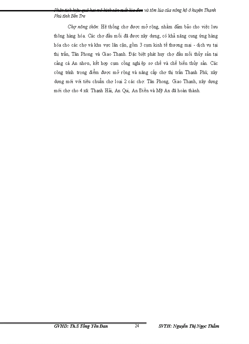 image for page Phân tích hiệu quả hai mô hình sản xuất lúa đơn và tôm lúa của nông hộ ở huyện Thạnh Phú tỉnh Bến Tre giai đoạn 2001 2009