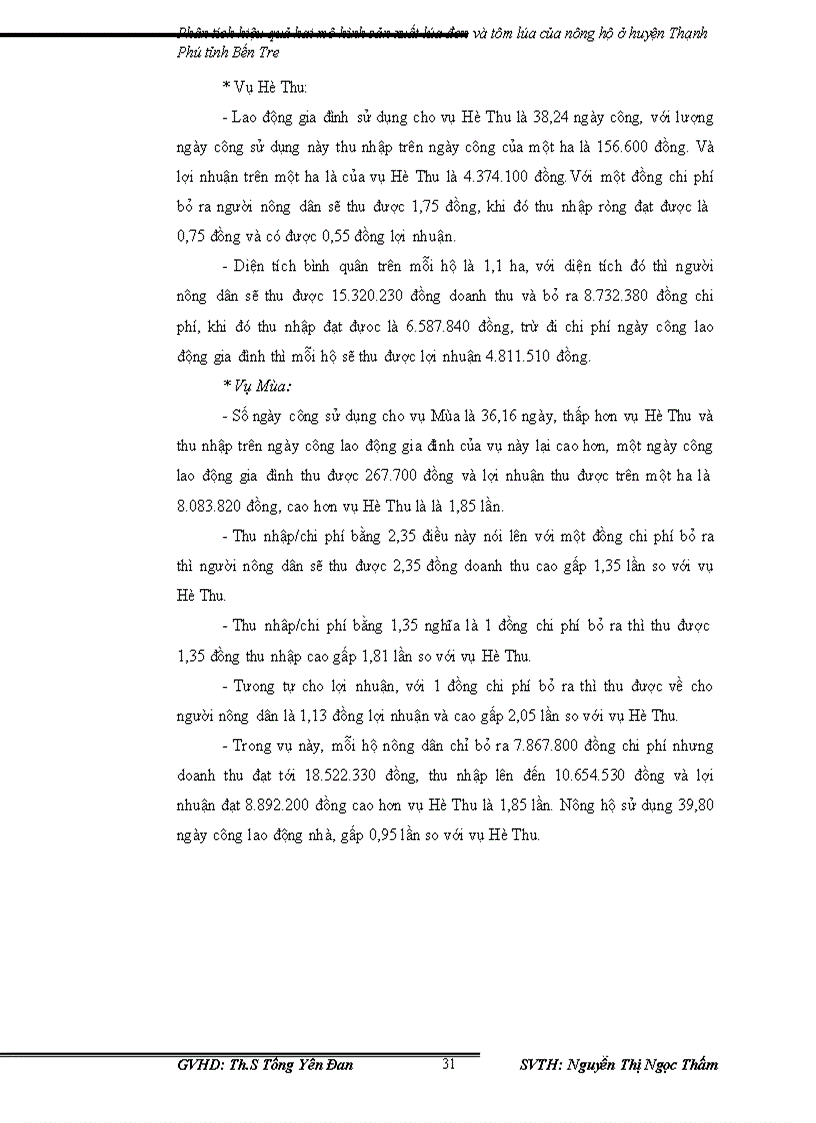 image for page Phân tích hiệu quả hai mô hình sản xuất lúa đơn và tôm lúa của nông hộ ở huyện Thạnh Phú tỉnh Bến Tre giai đoạn 2001 2009