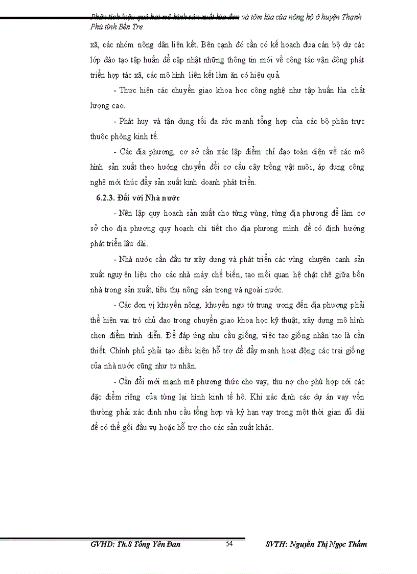 image for page Phân tích hiệu quả hai mô hình sản xuất lúa đơn và tôm lúa của nông hộ ở huyện Thạnh Phú tỉnh Bến Tre giai đoạn 2001 2009