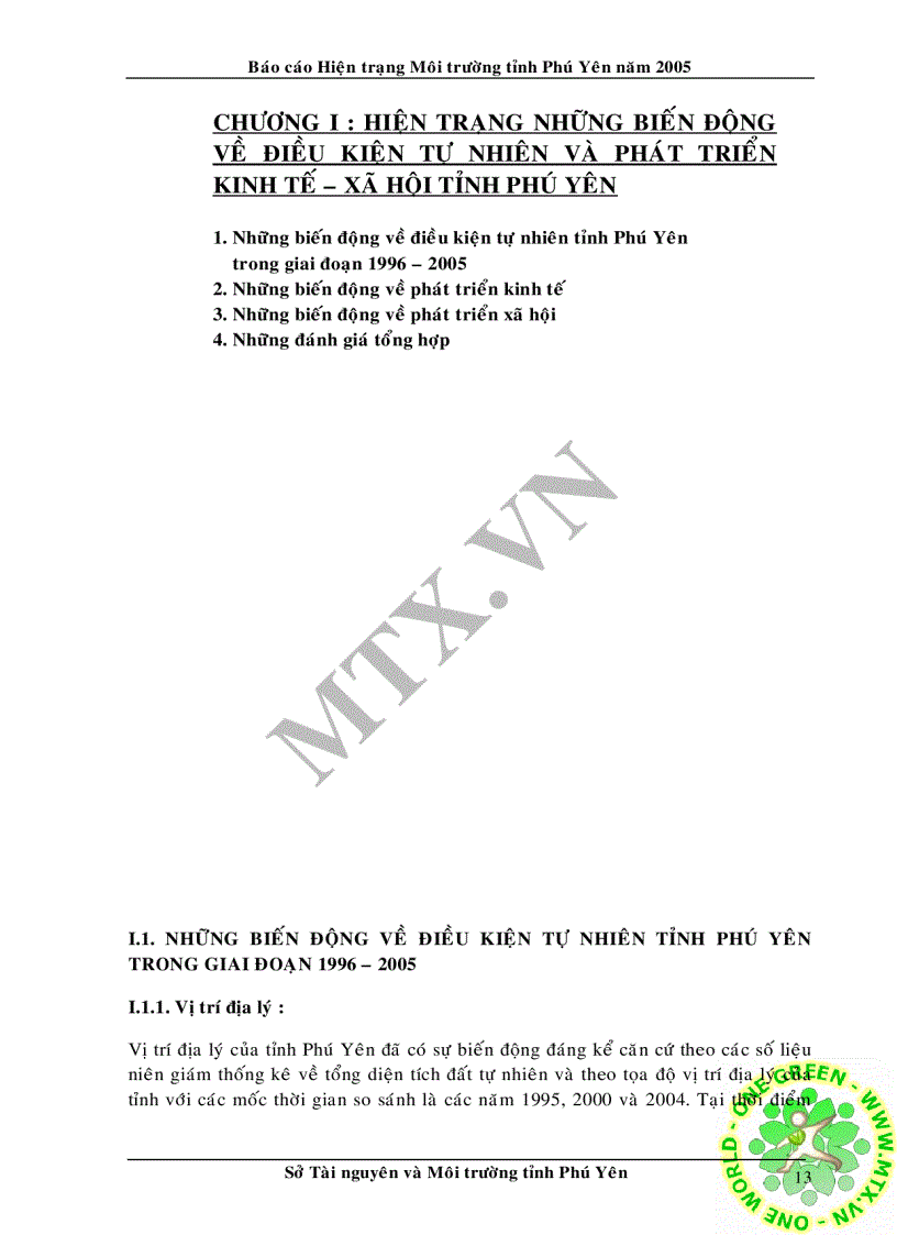 image for page Hiện trạng môi trường tỉnh phú yên năm 2005