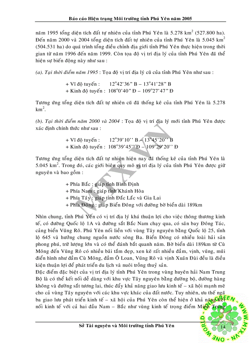 image for page Hiện trạng môi trường tỉnh phú yên năm 2005