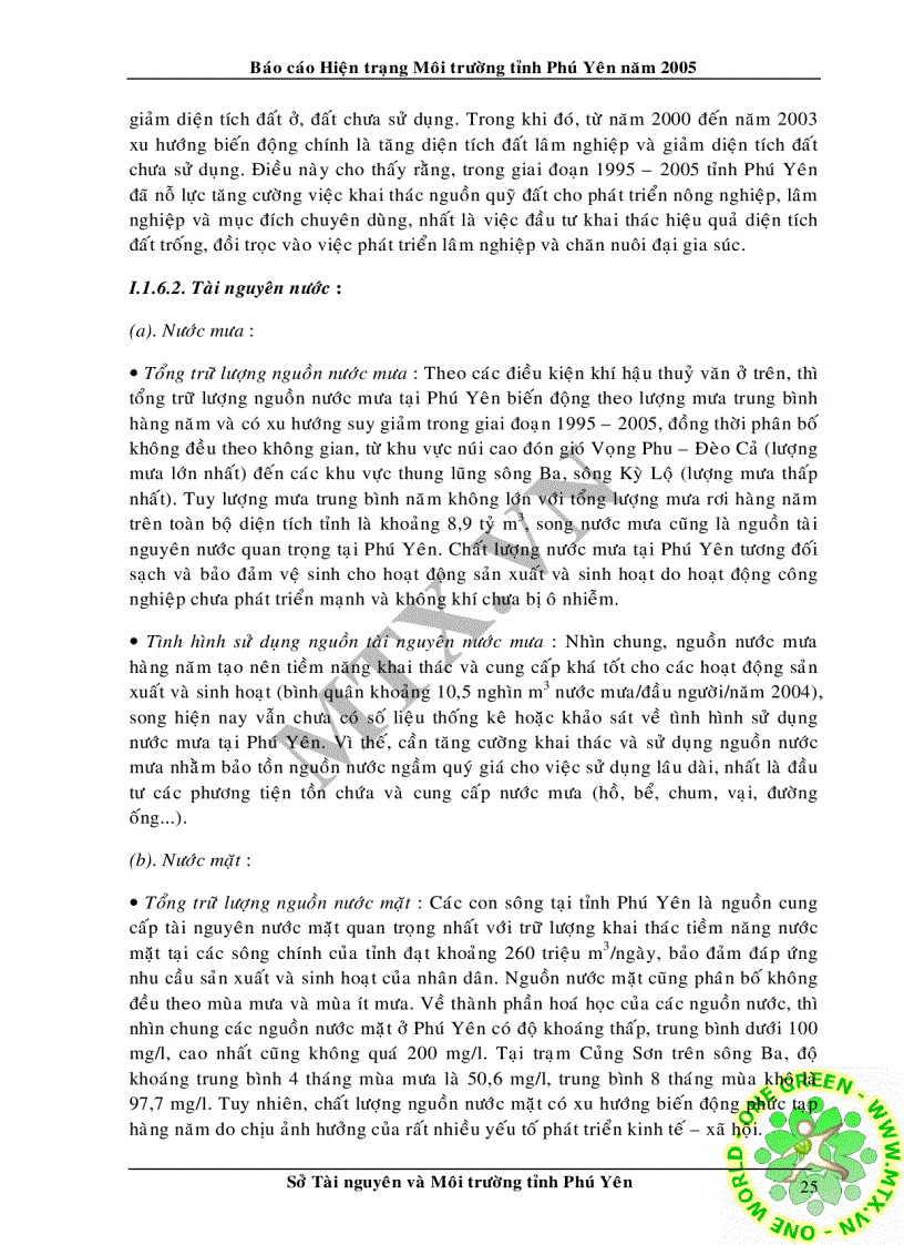 image for page Hiện trạng môi trường tỉnh phú yên năm 2005