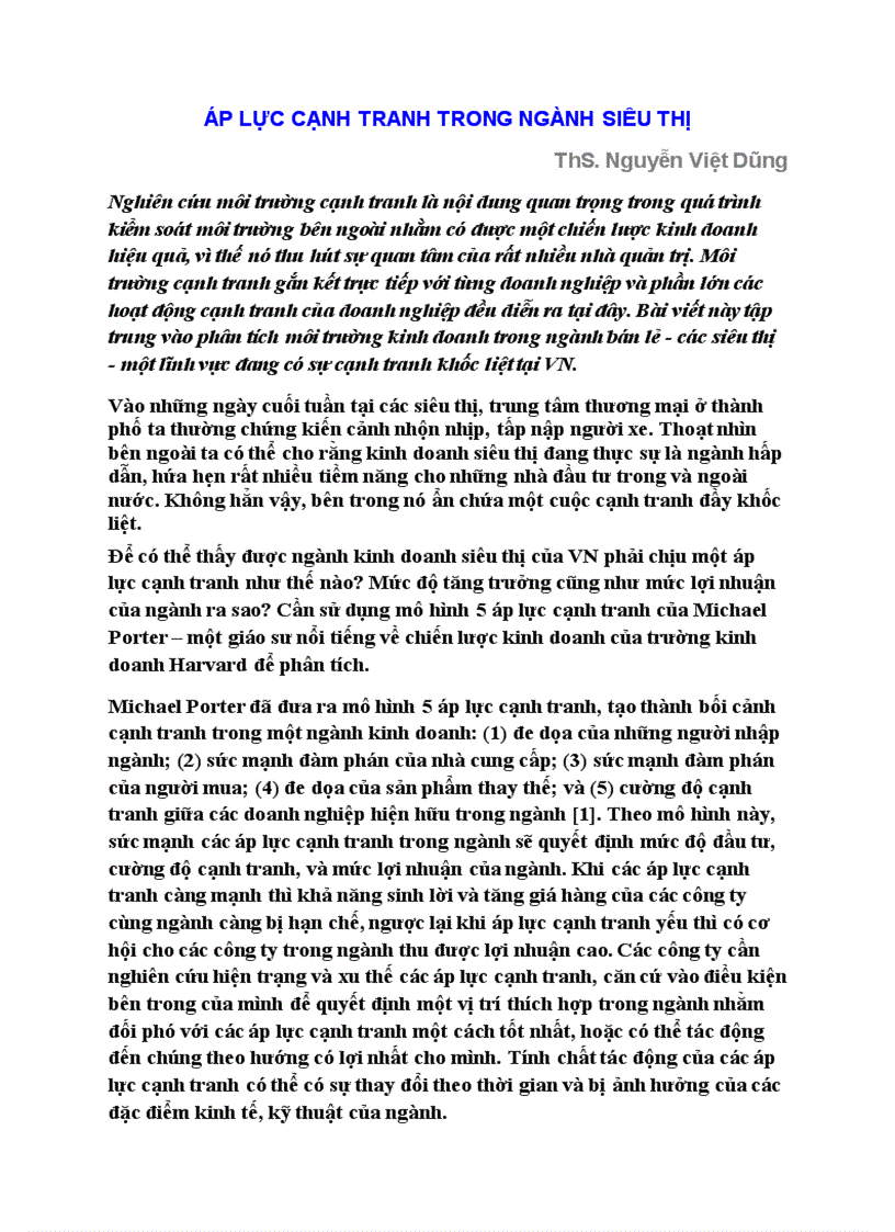 image for page Áp lực cạnh tranh trong ngành siêu thị