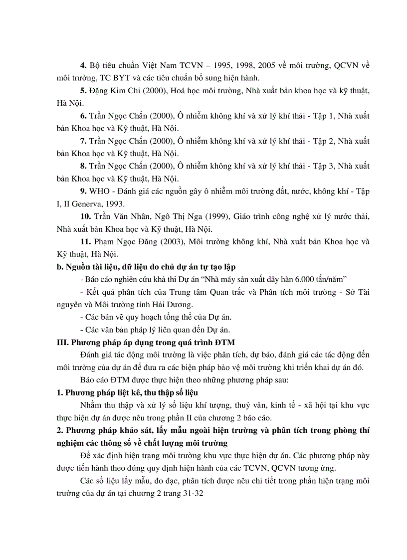 image for page Báo cáo đánh giá tác động môi trường của dự án đầu tư xây dựng Nhà máy sản xuất dây hàn 6 000tấn năm của Công ty Cổ phần Que hàn điện Việt Đức