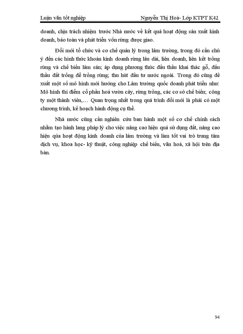 image for page Thực trạng và những Giải pháp chủ yếu nhằm hoàn thiện cơ chế chính sách đối với các Lâm trường quốc doanh trong giai đoạn đến 2010