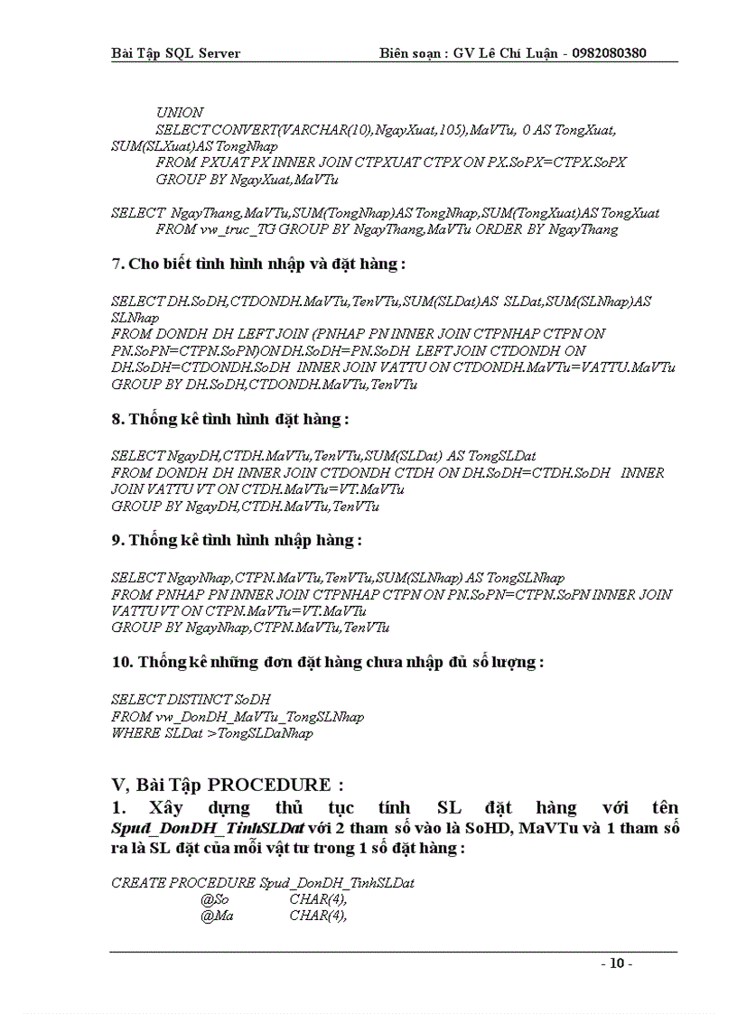 image for page Bài Tập SQL Server quản lý bán hàng