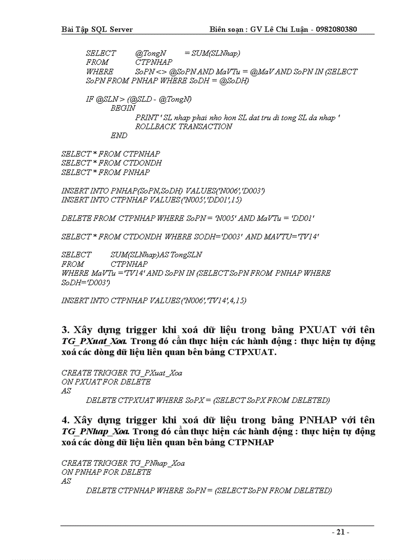 image for page Bài Tập SQL Server quản lý bán hàng