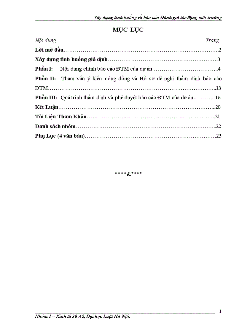 image for page Xây dựng tình huống về báo cáo Đánh giá tác động môi trường