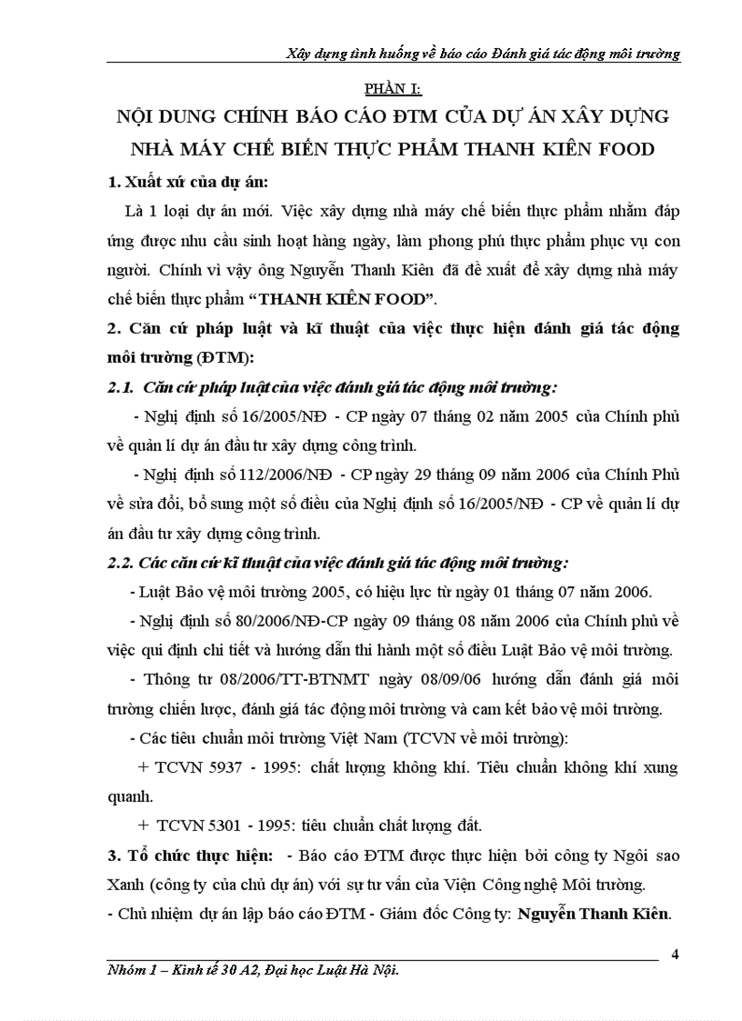 image for page Xây dựng tình huống về báo cáo Đánh giá tác động môi trường