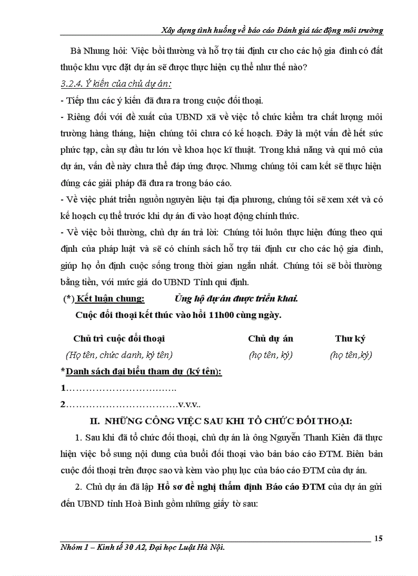 image for page Xây dựng tình huống về báo cáo Đánh giá tác động môi trường