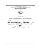 Những nét chính trong quan hệ ngoại giao liên xô Trung Quốc Mỹ những năm 1950 1970