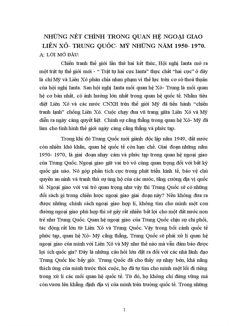 image for page Những nét chính trong quan hệ ngoại giao liên xô Trung Quốc Mỹ những năm 1950 1970
