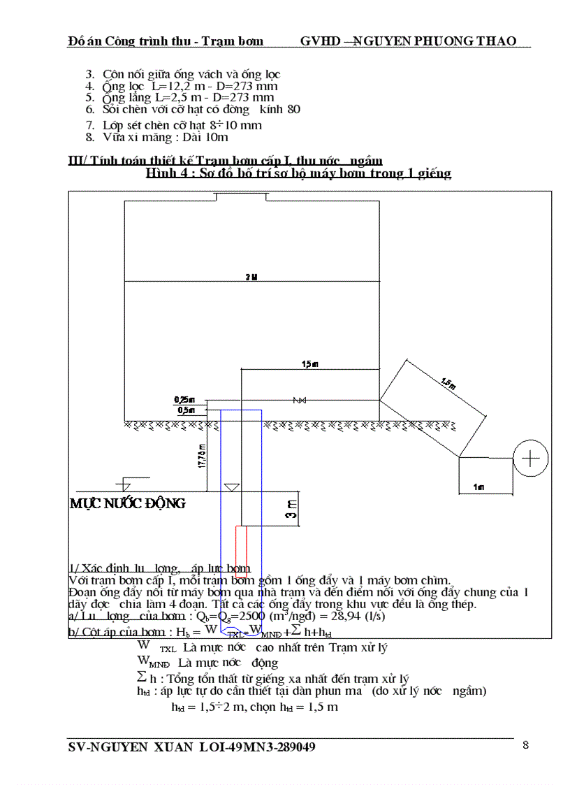 image for page Đồ án môn học Công trình thu Trạm bơm Thiết kế Công trình thu nước ngầm Trạm bơm cấp I