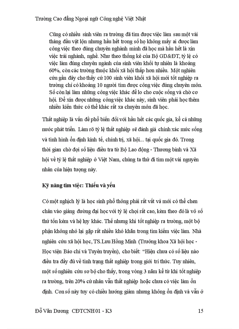 image for page Vấn đề thất nghiệp của sinh viên sau khi ra trường