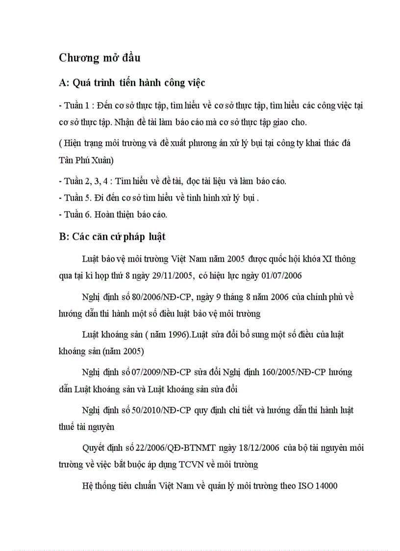 image for page Báo cáo thực tập Hiện trạng môi trường và đề xuất phương án xử lý bụi tại công ty khai thác đá Tân Phú Xuân Hải Phòng