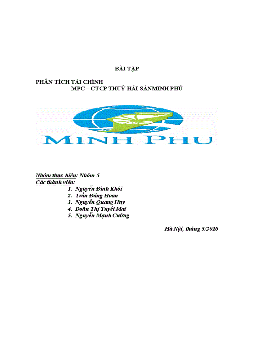 image for page Phân tích tài chính công ty cổ phần thủy hải sản Minh Phú